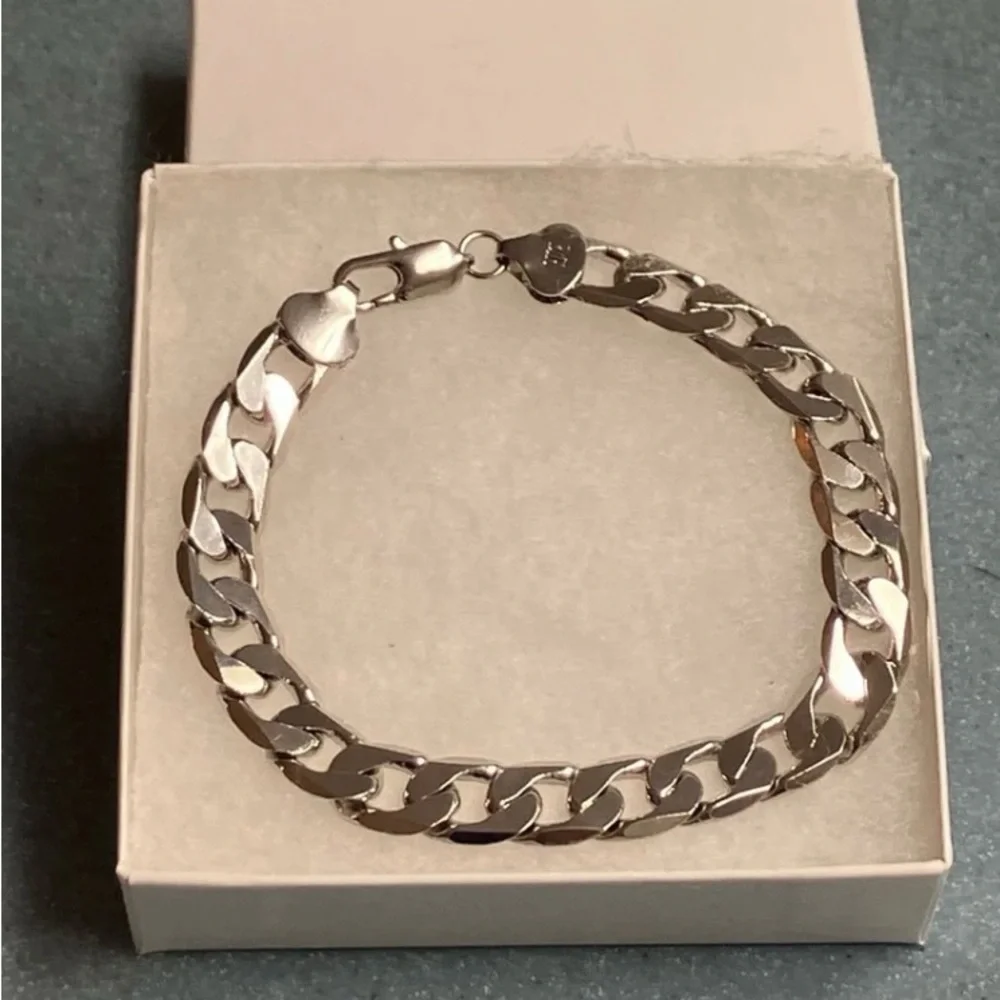 Men's Silver 316L Solid Stainless Steel 8MM Cuban Curb Link Bracelet